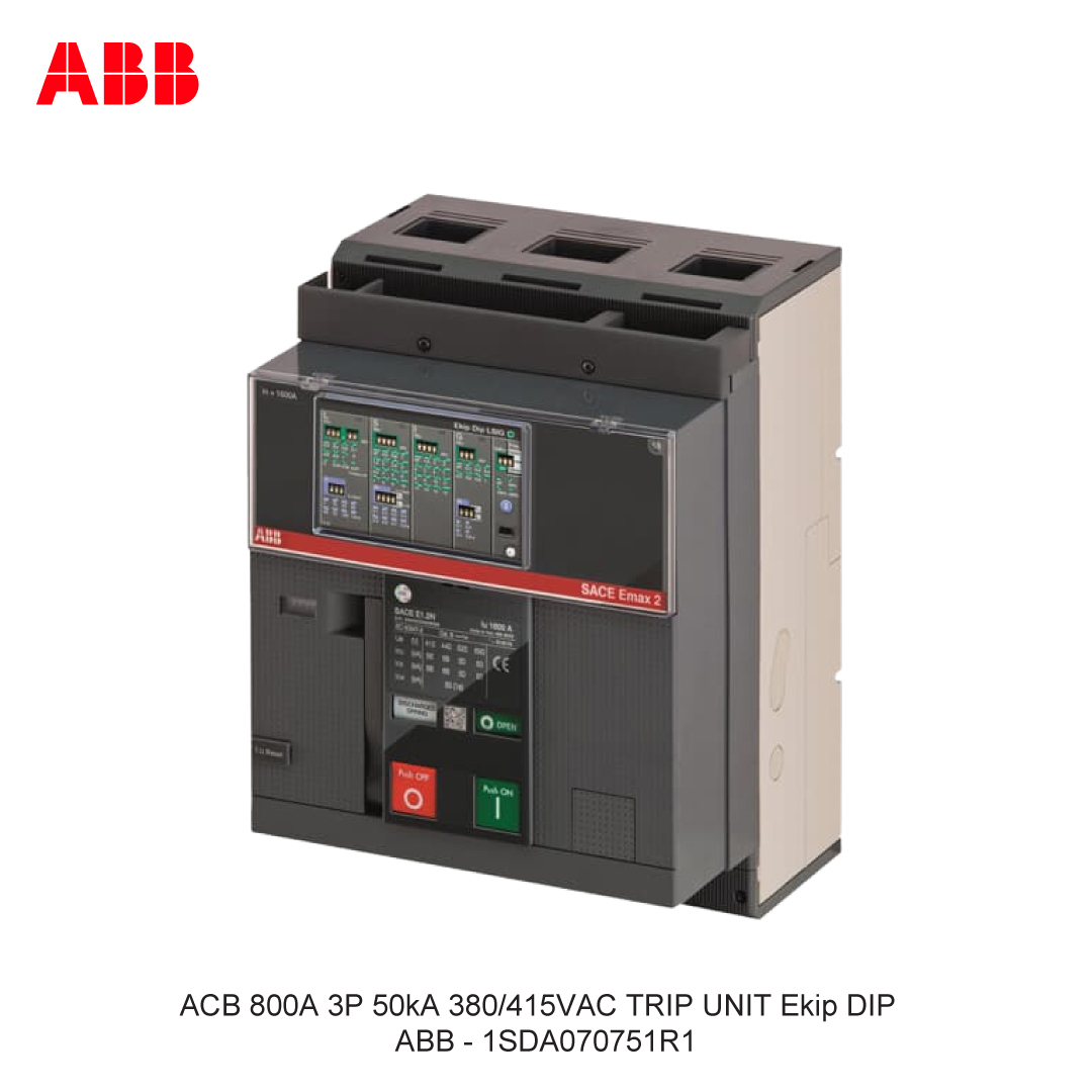 ACB 800A 3P 50kA 380/415VAC TRIP UNIT Ekip DIP ABB