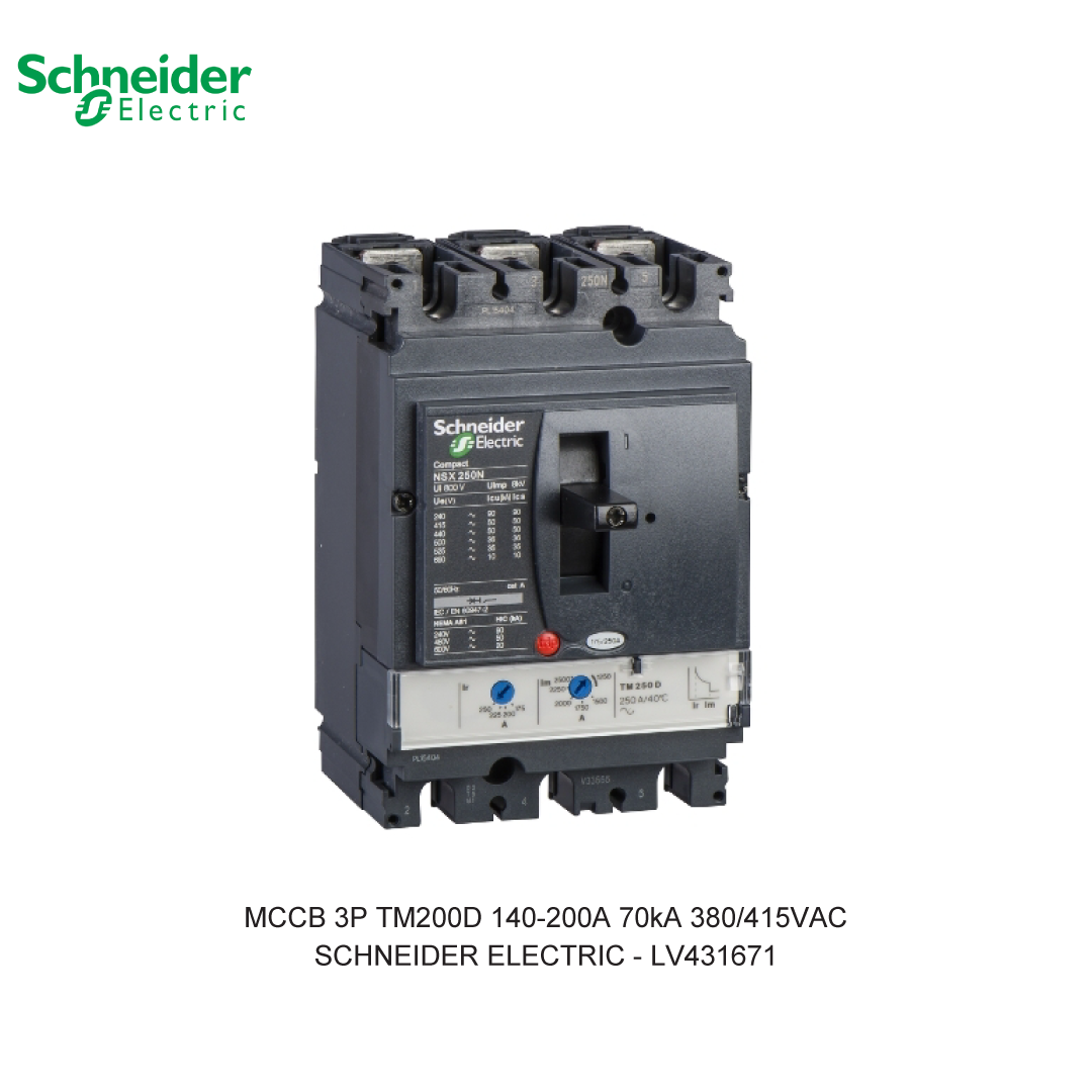 MCCB 3P TM200D 140-200A 70KA 380/415VAC