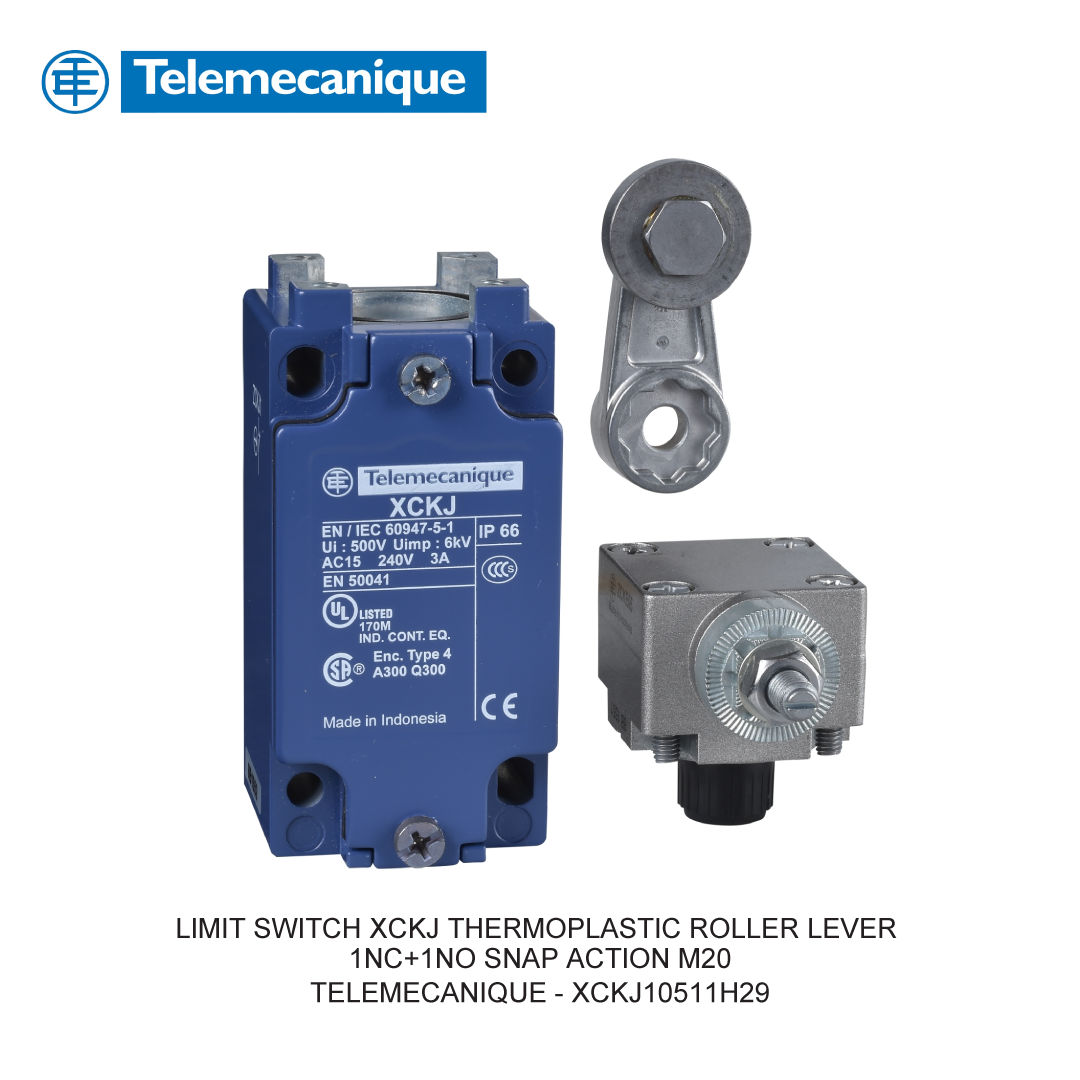 LIMIT SWITCH XCKJ THERMOPLASTIC ROLLER LEVER 1NC+1NO SNAP ACTION M20