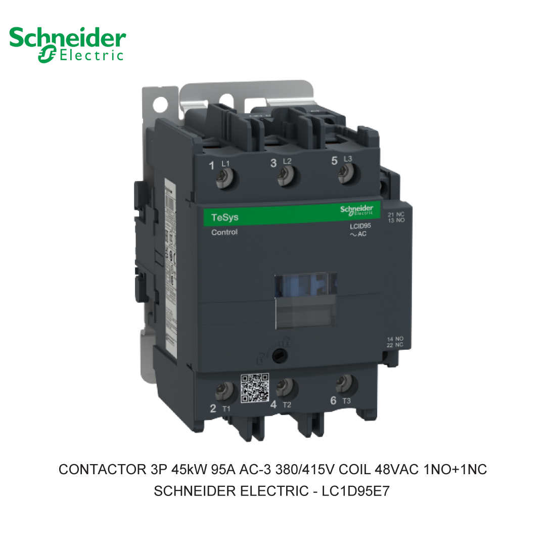CONTACTOR 3P 45kW 95A AC-3 380/415V COIL 48VAC 1NO+1NC