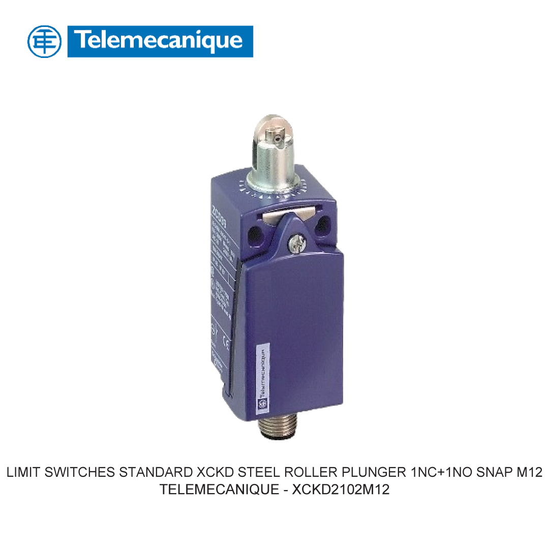 LIMIT SWITCHES STANDARD XCKD STEEL ROLLER PLUNGER 1NC+1NO SNAP M12