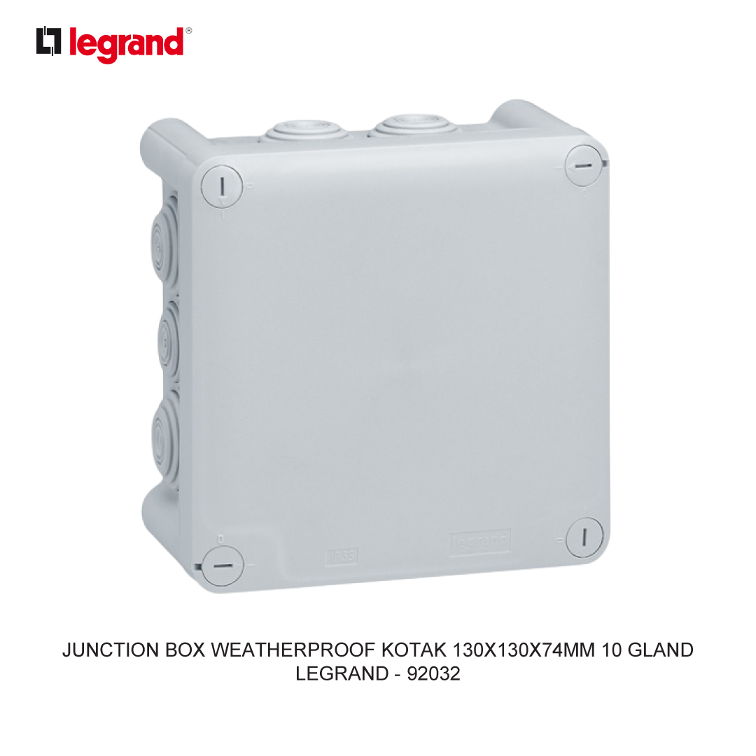 JUNCTION BOX WEATHERPROOF KOTAK 130X130X74MM 10 GLAND