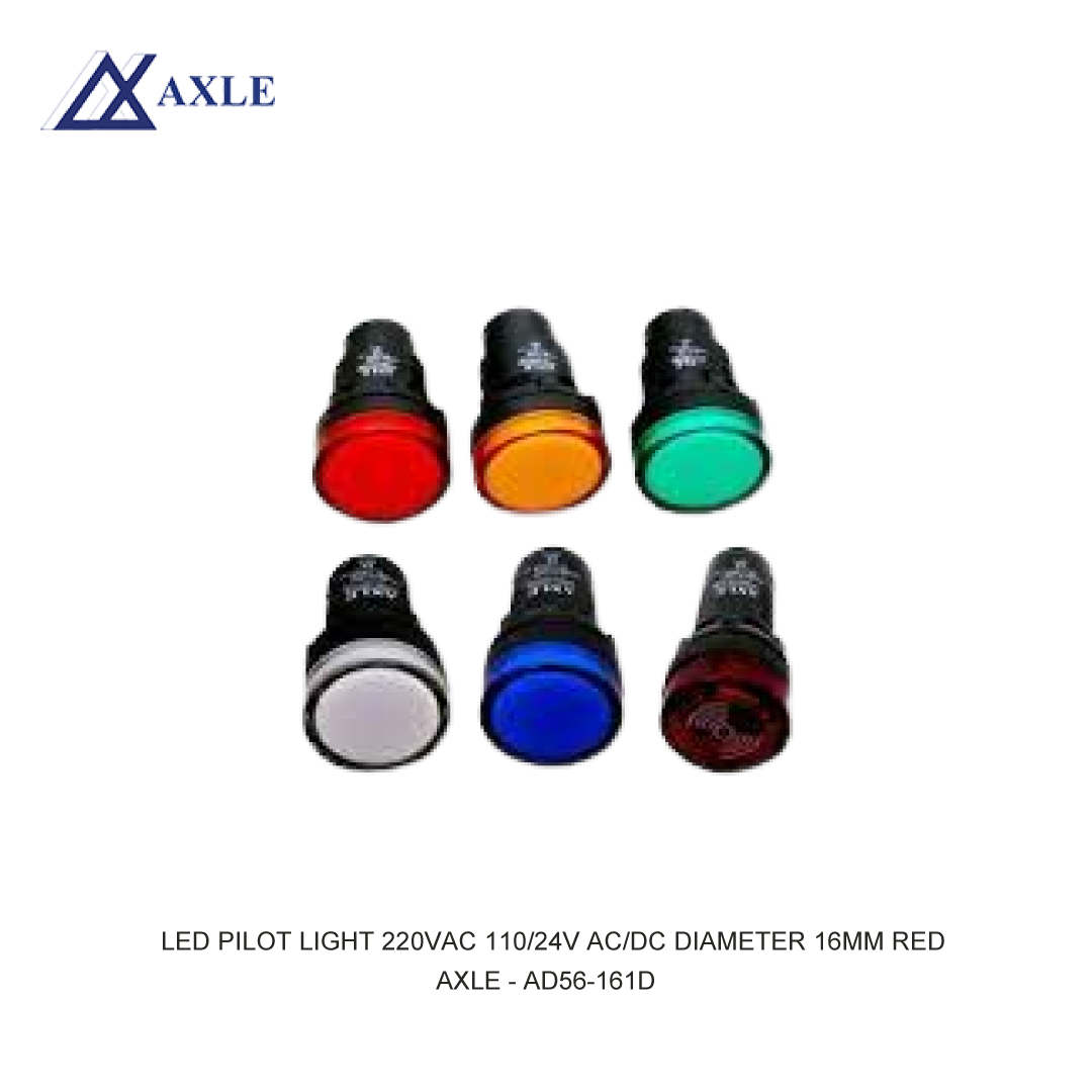 AXLE LED PILOT LIGHT 220VAC 110/24V AC/DC DIAMETER 16MM RED