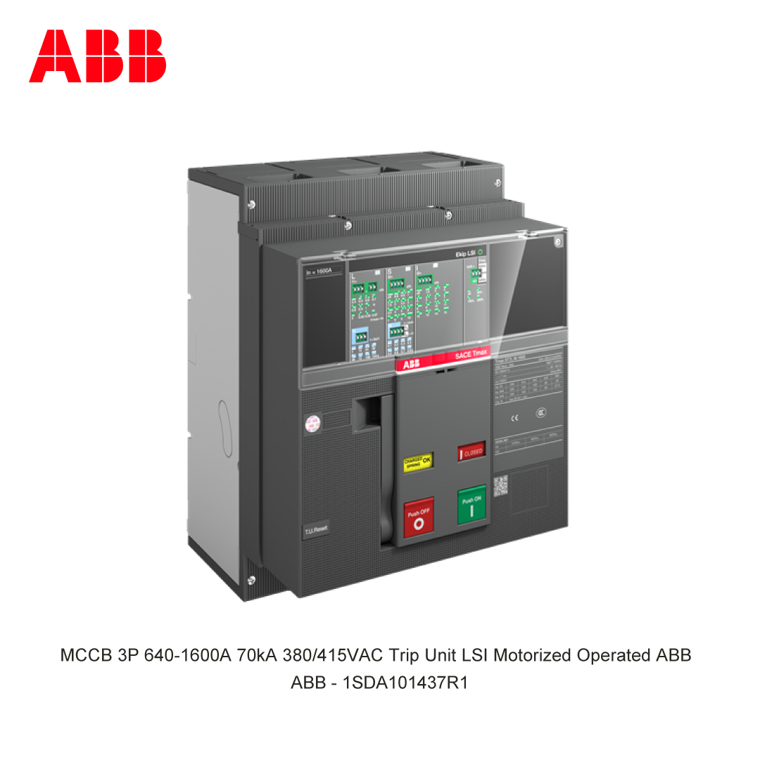 MCCB 3P 640-1600A 70kA 380/415VAC Trip Unit LSI Motorized Operated ABB