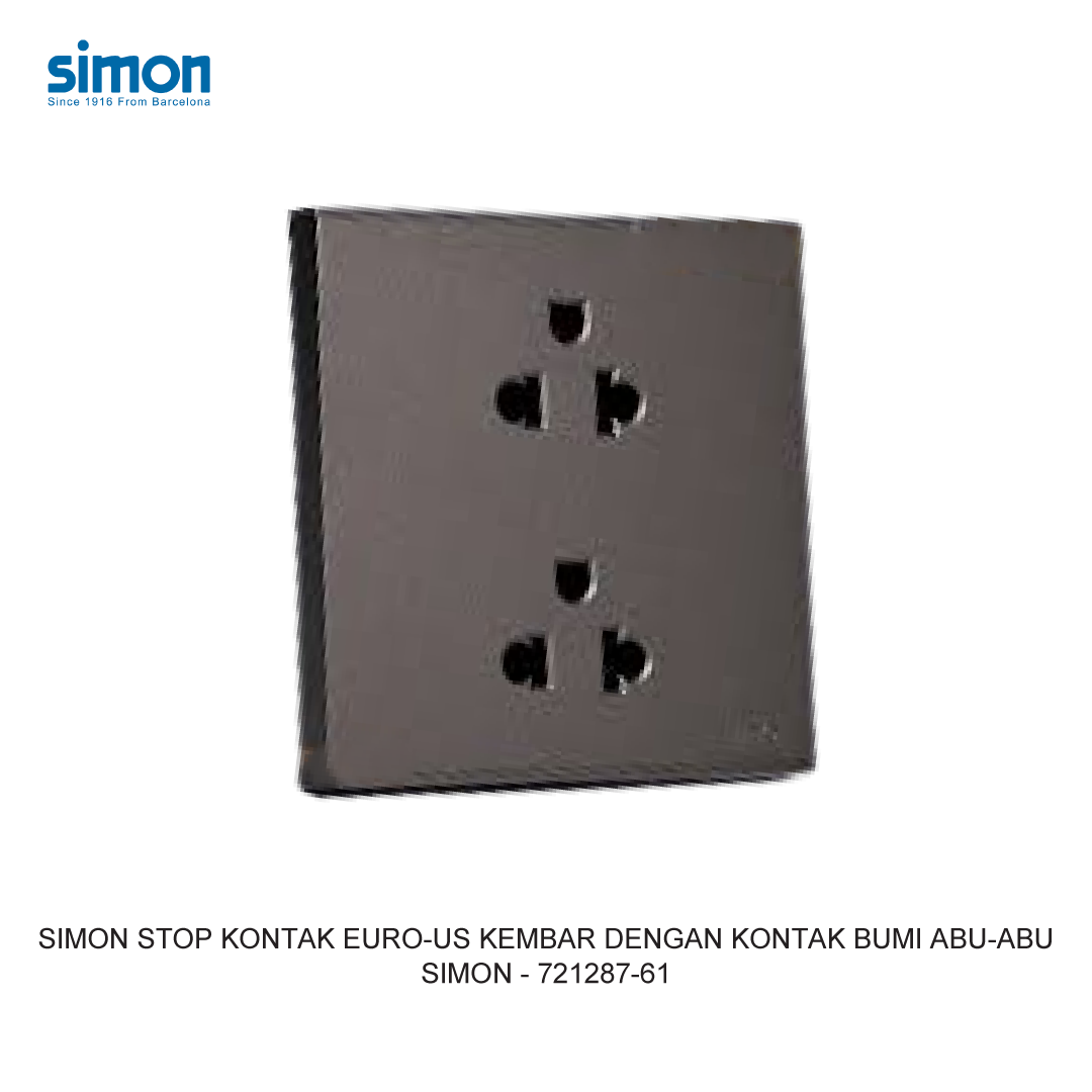 SIMON E6 STOP KONTAK EURO-US KEMBAR DENGAN KONTAK BUMI ABU-ABU