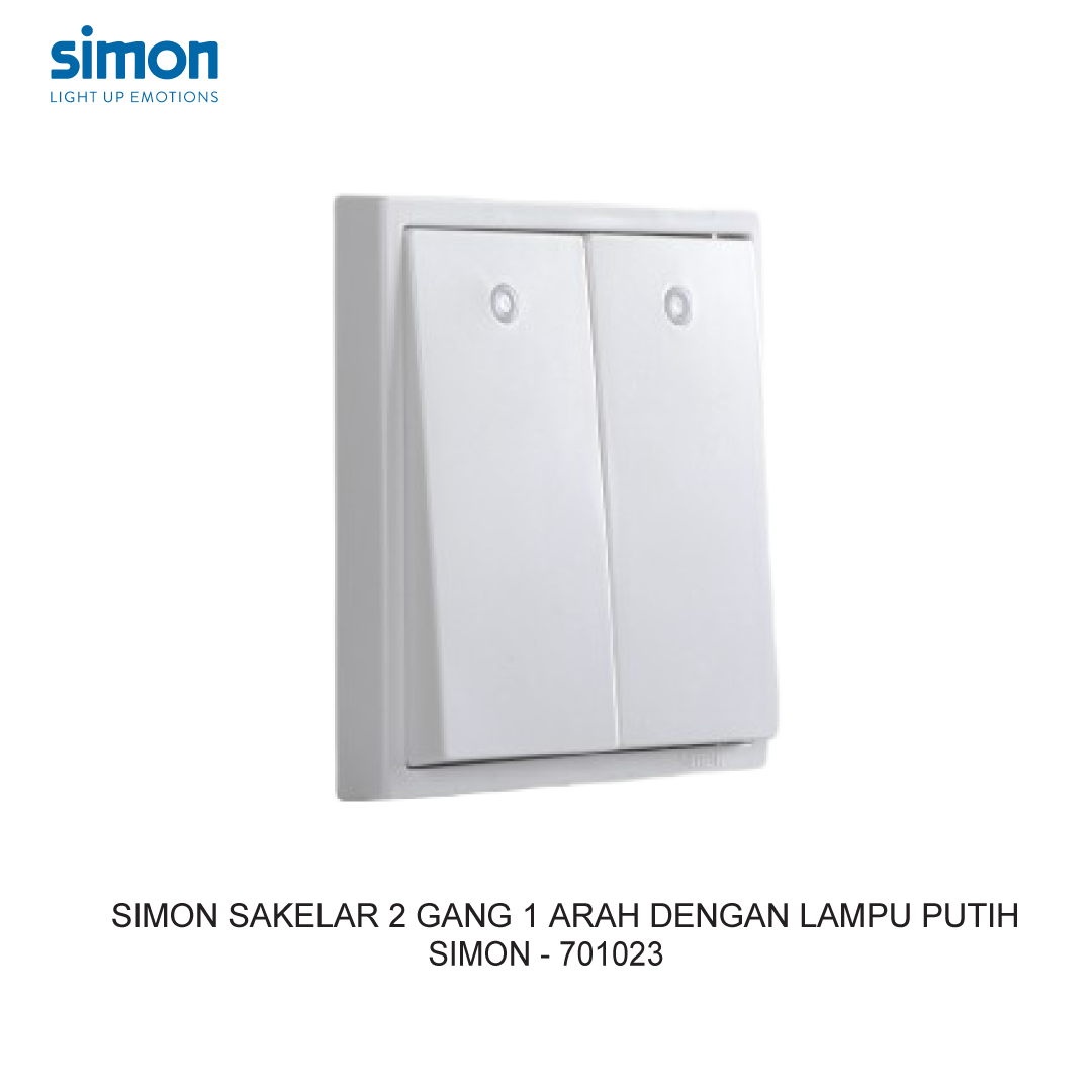SIMON i7 SAKELAR 2 GANG 1 ARAH DENGAN LAMPU PUTIH