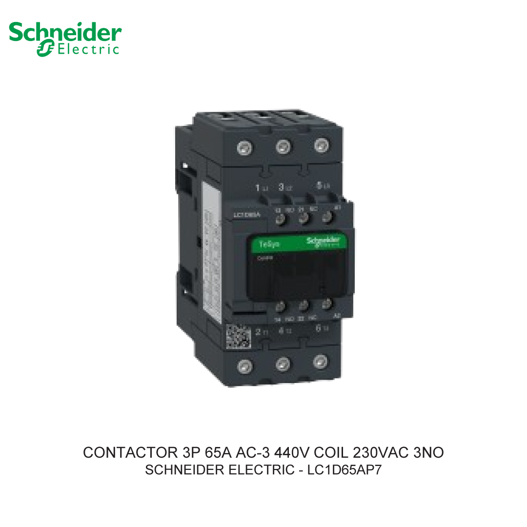 CONTACTOR 3P 65A AC-3 440V COIL 230VAC 3NO