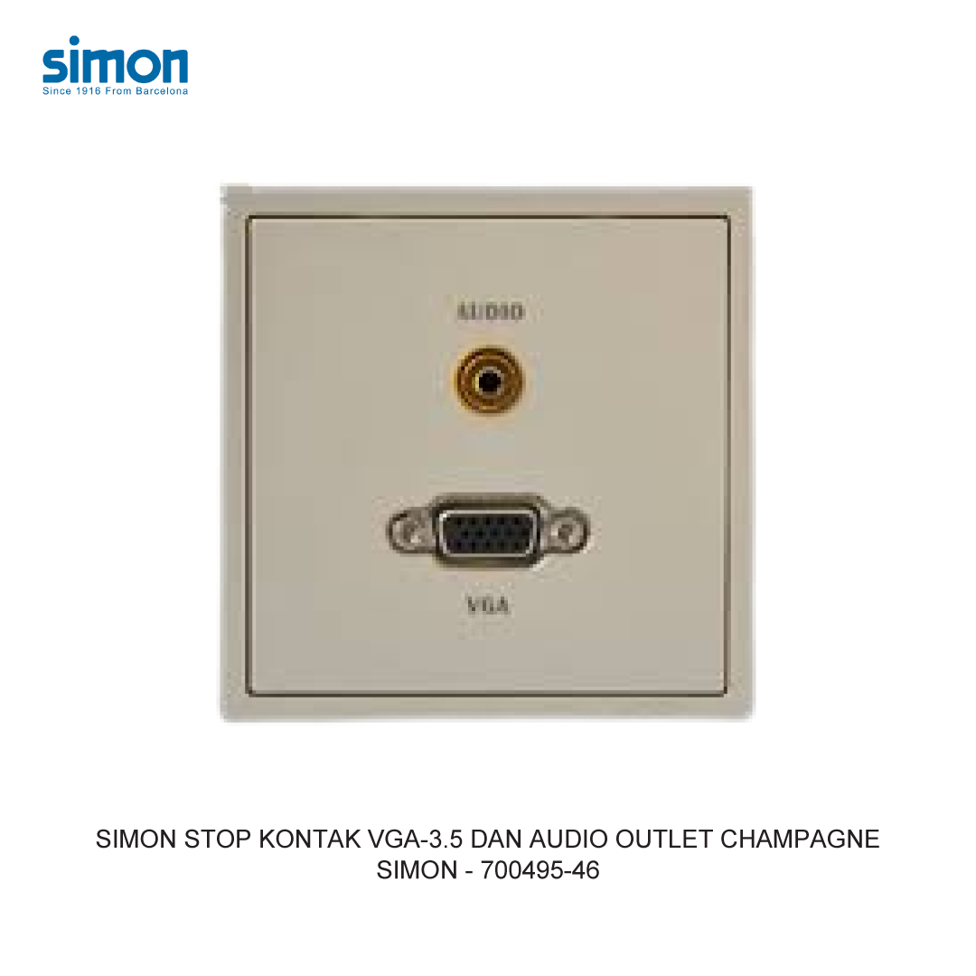 SIMON i7 STOP KONTAK VGA-3.5 DAN AUDIO OUTLET CHAMPAGNE