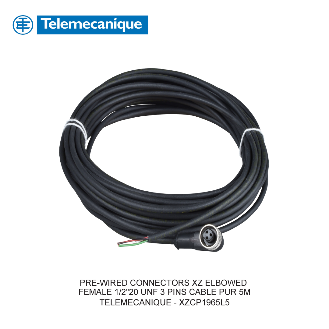 PRE-WIRED CONNECTORS XZ ELBOWED FEMALE 1/2"20 UNF 3 PINS CABLE PUR 5M
