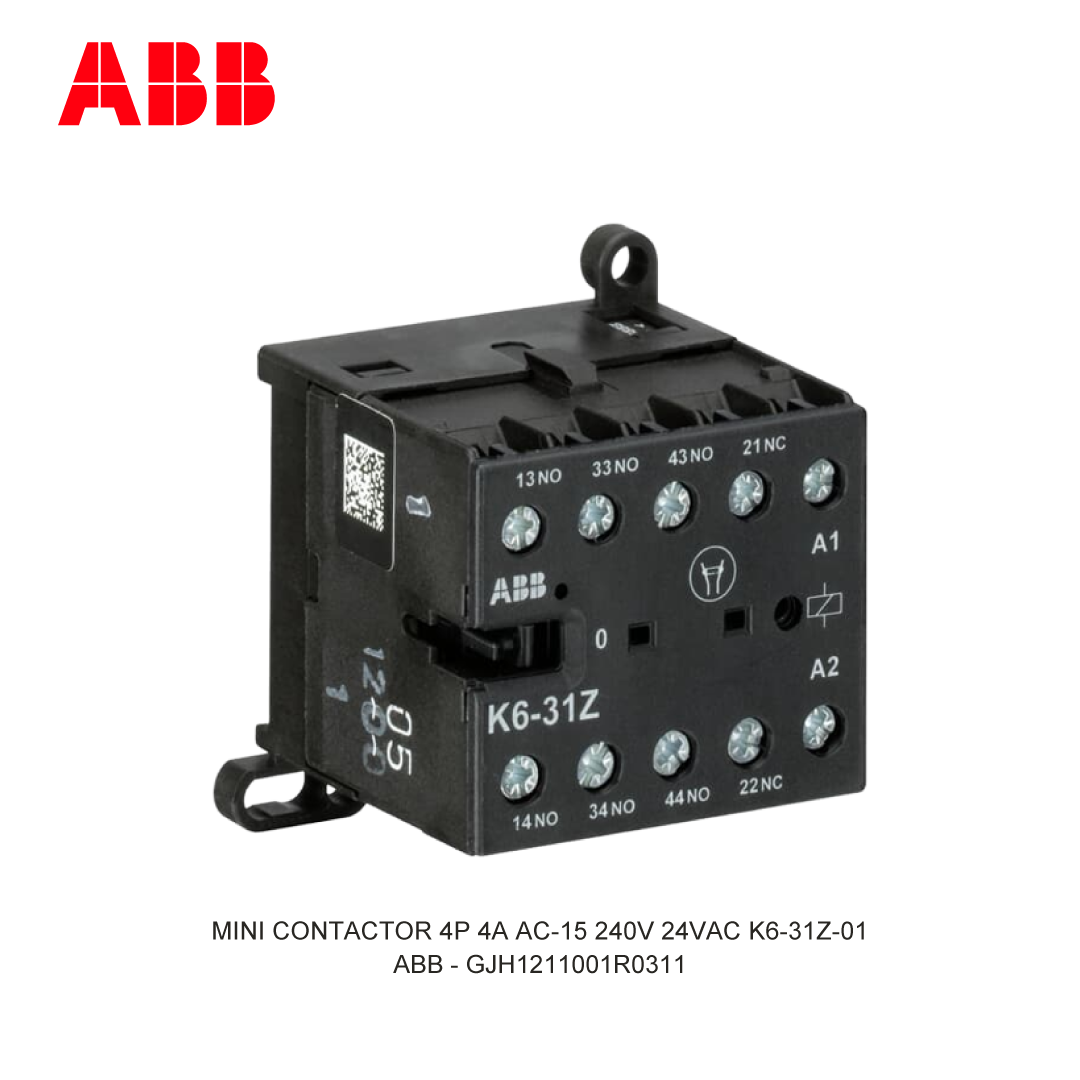 MINI CONTACTOR 4P 4A AC-15 240V 24VAC K6-31Z-01