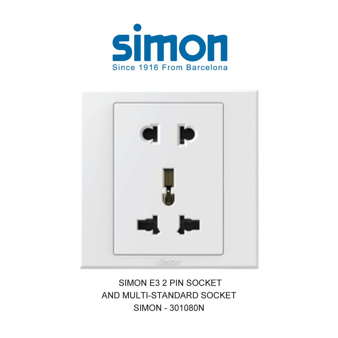 SIMON E3 2 PIN SOCKET AND MULTI-STANDARD SOCKET