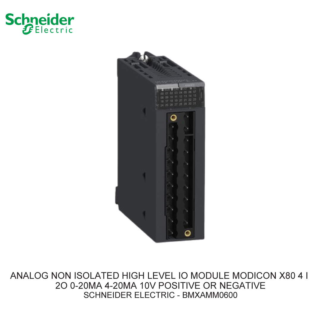 ANALOG NON ISOLATED HIGH LEVEL IO MODULE MODICON X80 4 I 2O 0-20MA 4-20MA 10V POSITIVE OR NEGATIVE