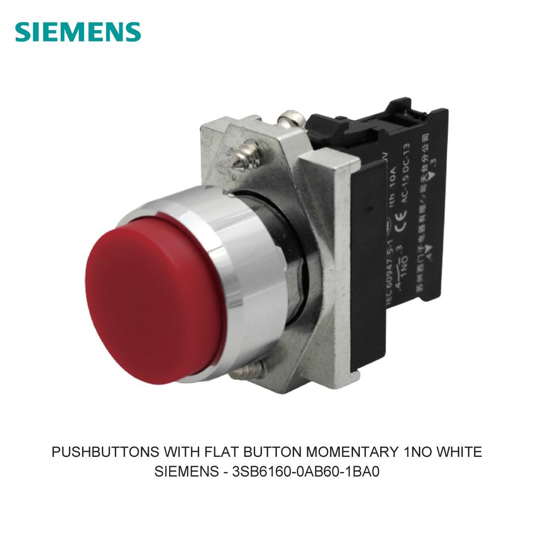 PUSHBUTTONS WITH FLAT BUTTON MOMENTARY 1NO WHITE
