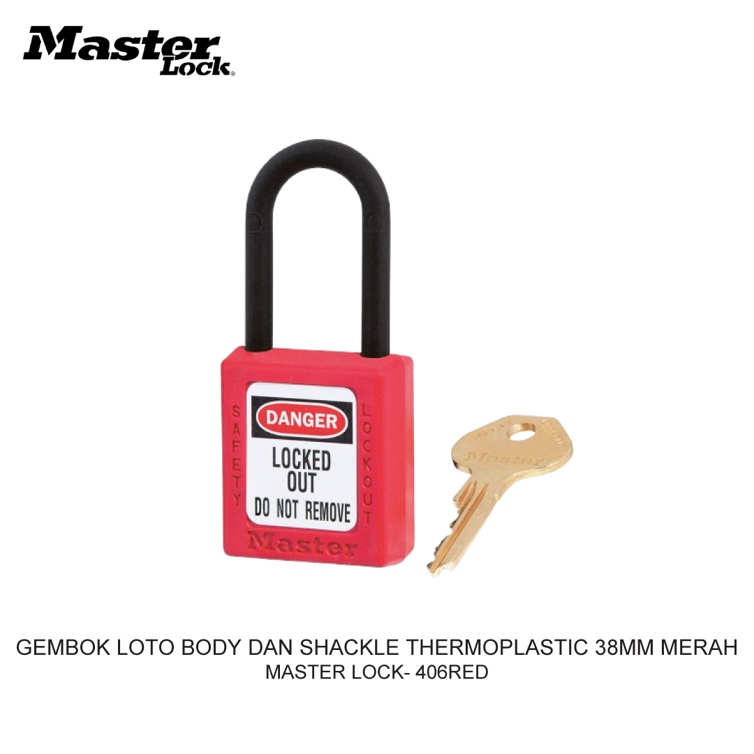 GEMBOK LOTO BODY DAN SHACKLE THERMOPLASTIC 38MM MERAH