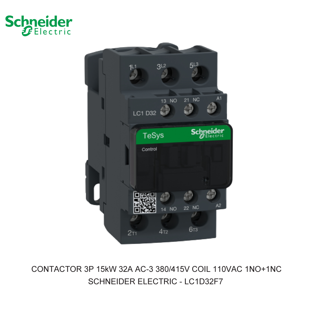 CONTACTOR 3P 15kW 32A AC-3 380/415V COIL 110VAC 1NO+1NC