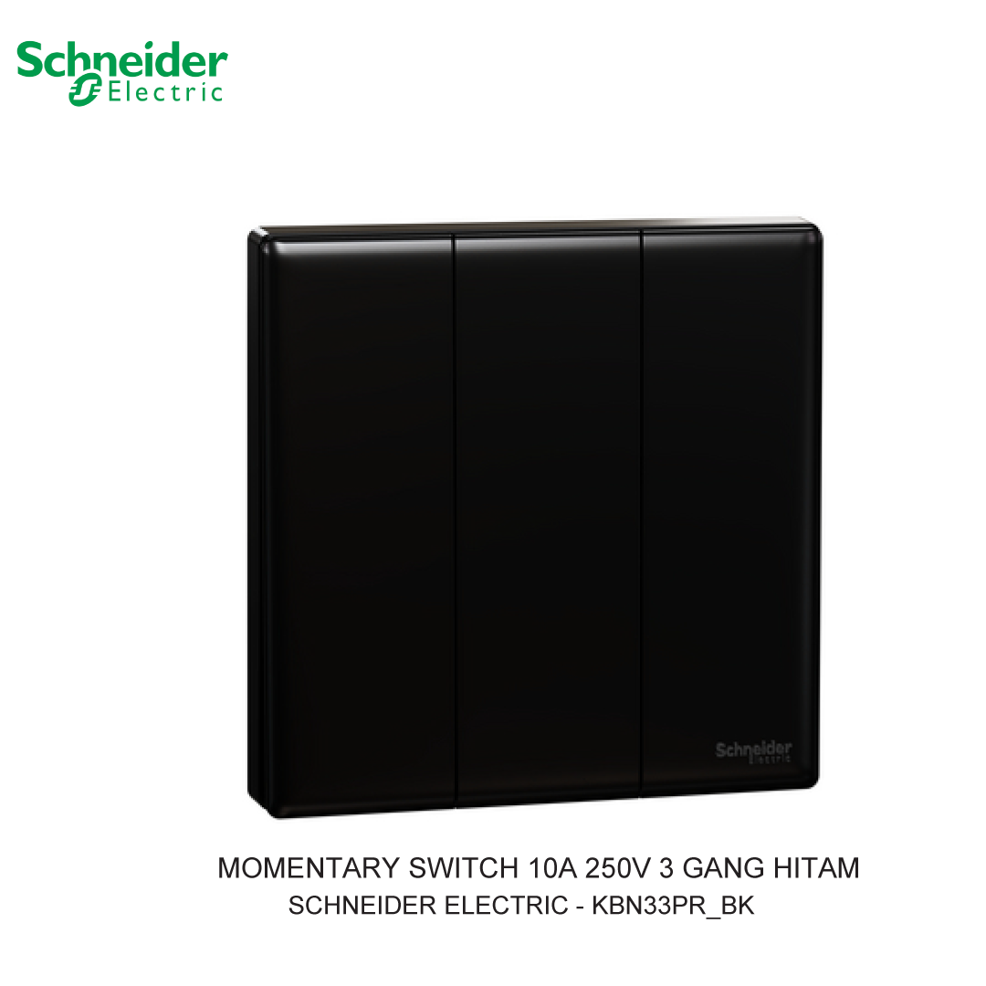 MOMENTARY SWITCH 10A 250V 3 GANG HITAM VIVACE E