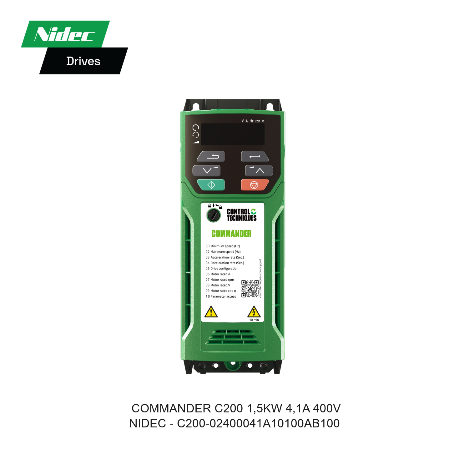 INVERTER COMMANDER C200 1,5KW 4,1A 400V C200-02400041A10100AB100 NIDEC CONTROL TECHNIQUES