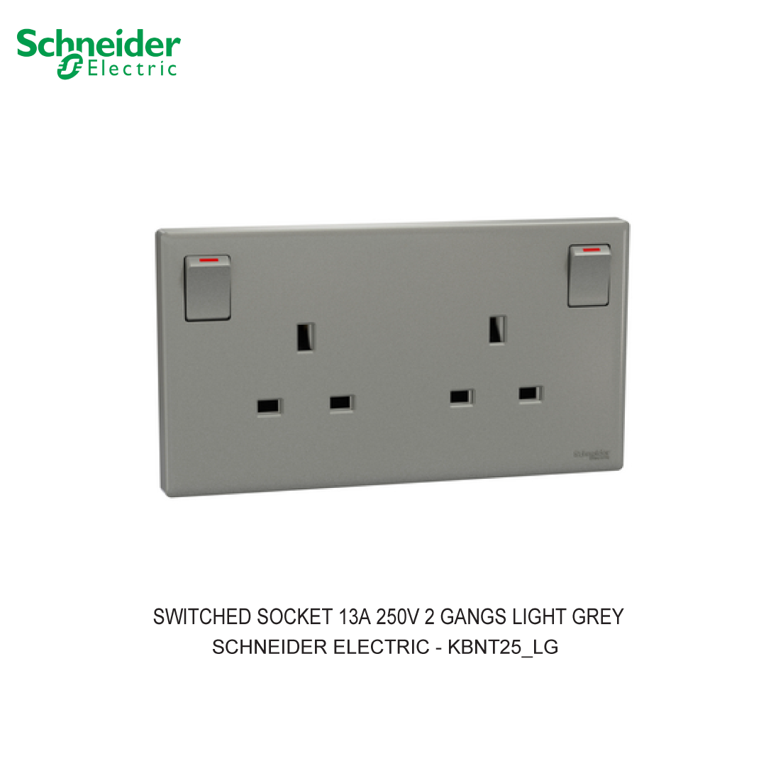 SWITCHED SOCKET 13A 250V 2 GANG LIGHT GREY VIVACE E
