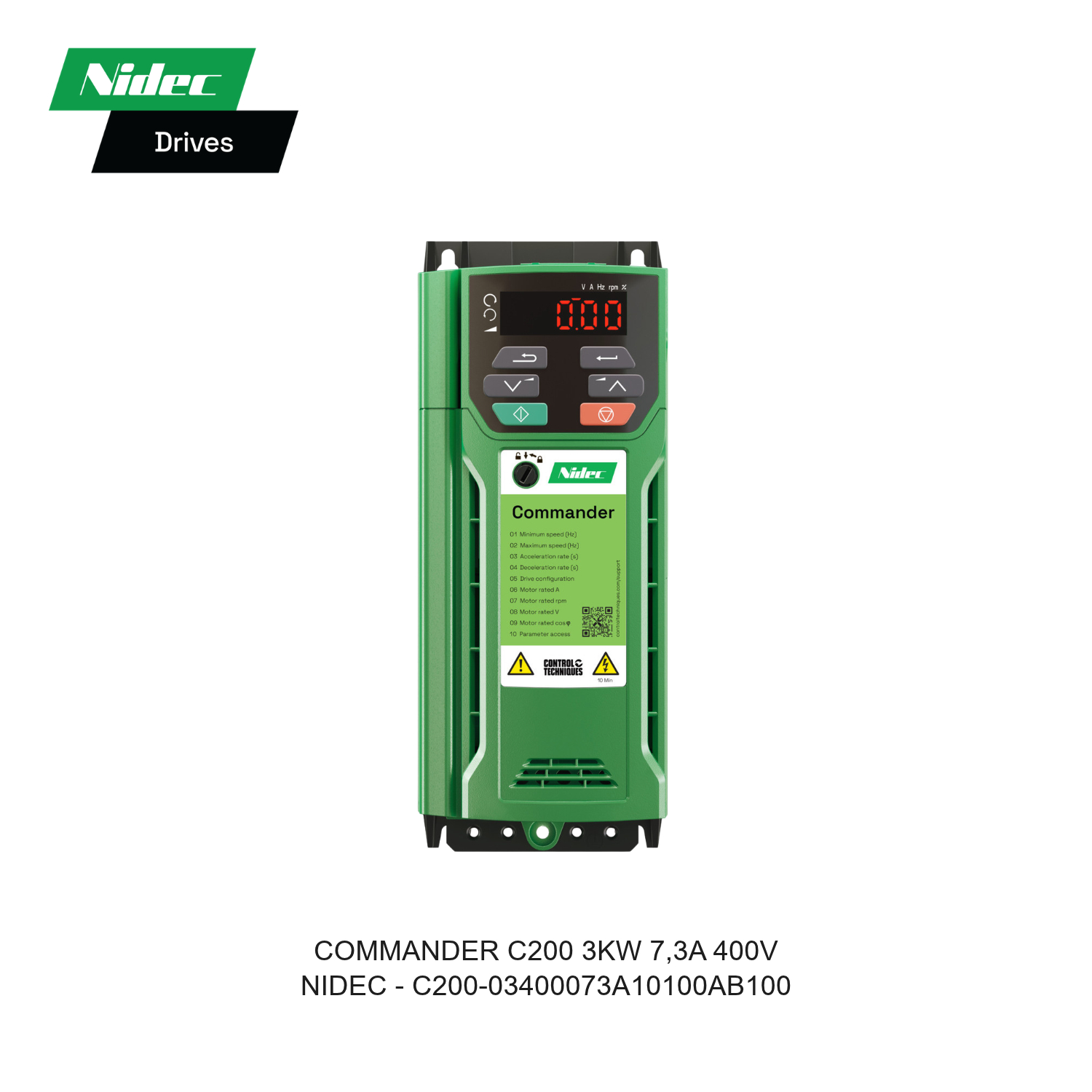 INVERTER COMMANDER C200 3KW 7,3A 400V C200-03400073A10100AB100 NIDEC CONTROL TECHNIQUES