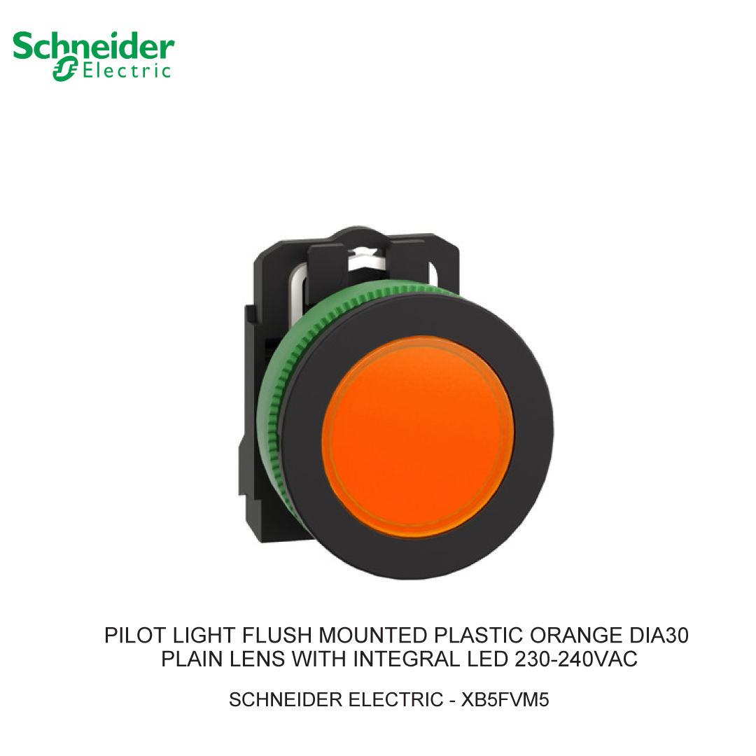 PILOT LIGHT FLUSH MOUNTED PLASTIC ORANGE DIA30 PLAIN LENS WITH INTEGRAL LED 230-240VAC