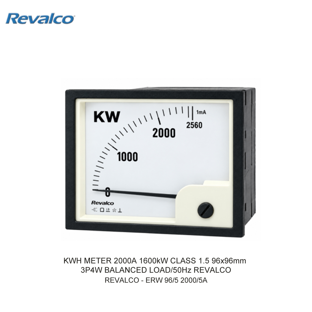KWH METER 2000A 1600kW CLASS 1.5  96x96mm 3P4W BALANCED LOAD/50Hz REVALCO