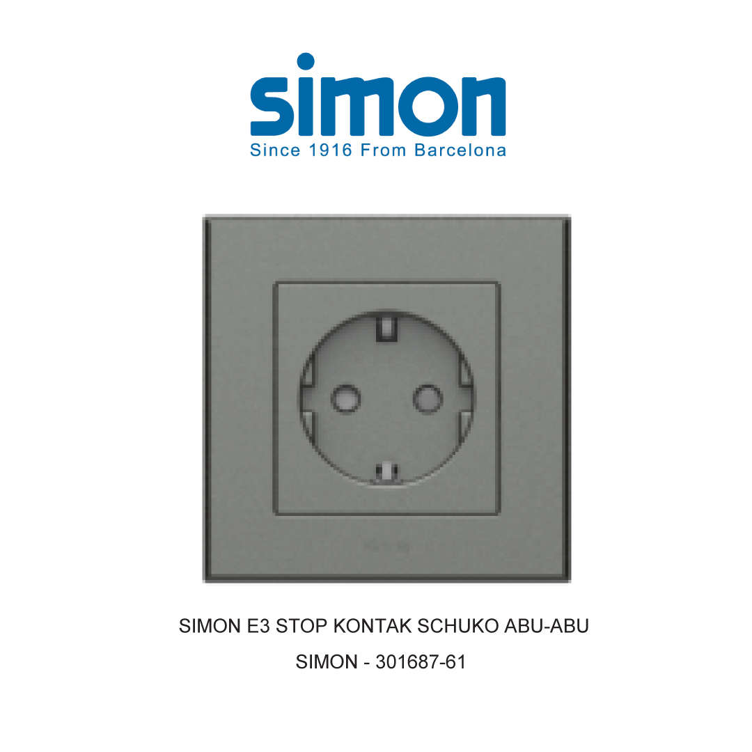 SIMON E3 SCHUKO SOCKET DARK GREY