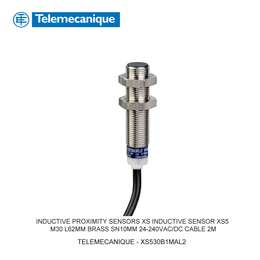 INDUCTIVE PROXIMITY SENSORS XS INDUCTIVE SENSOR XS5 M30 L62MM BRASS SN10MM 24-240VAC/DC CABLE 2M