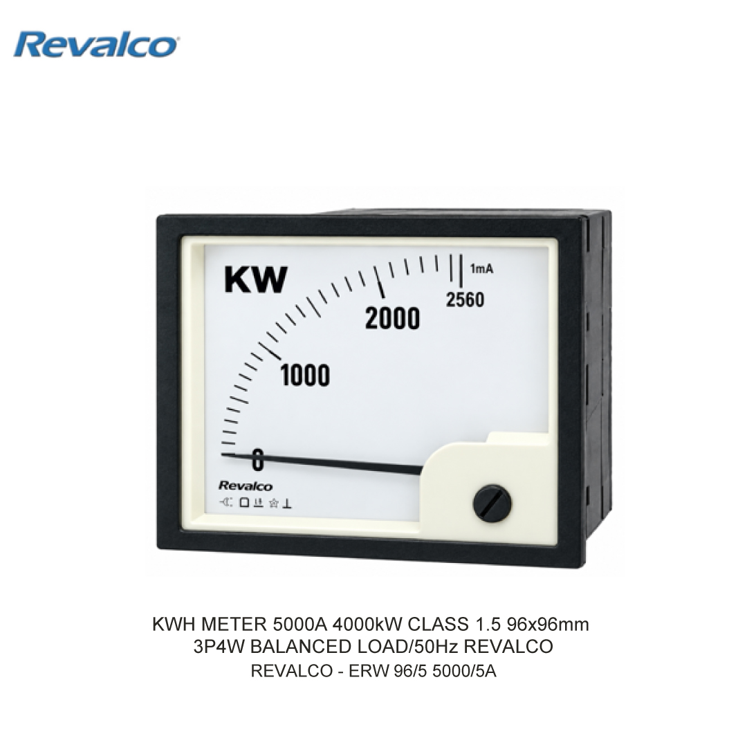 KWH METER 5000A 4000kW CLASS 1.5  96x96mm 3P4W BALANCED LOAD/50Hz REVALCO