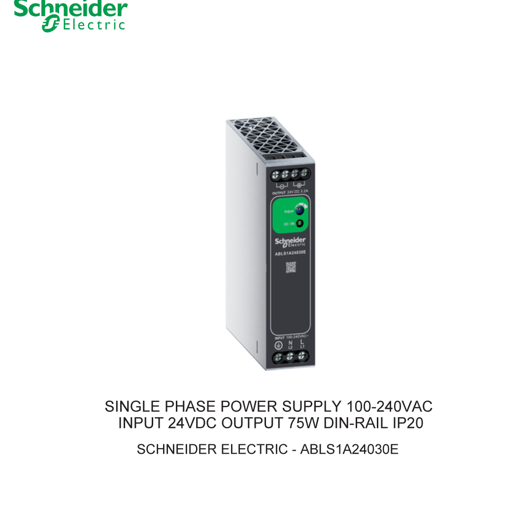 SINGLE PHASE POWER SUPPLY 100-240VAC INPUT 24VDC OUTPUT 75W DIN-RAIL IP20