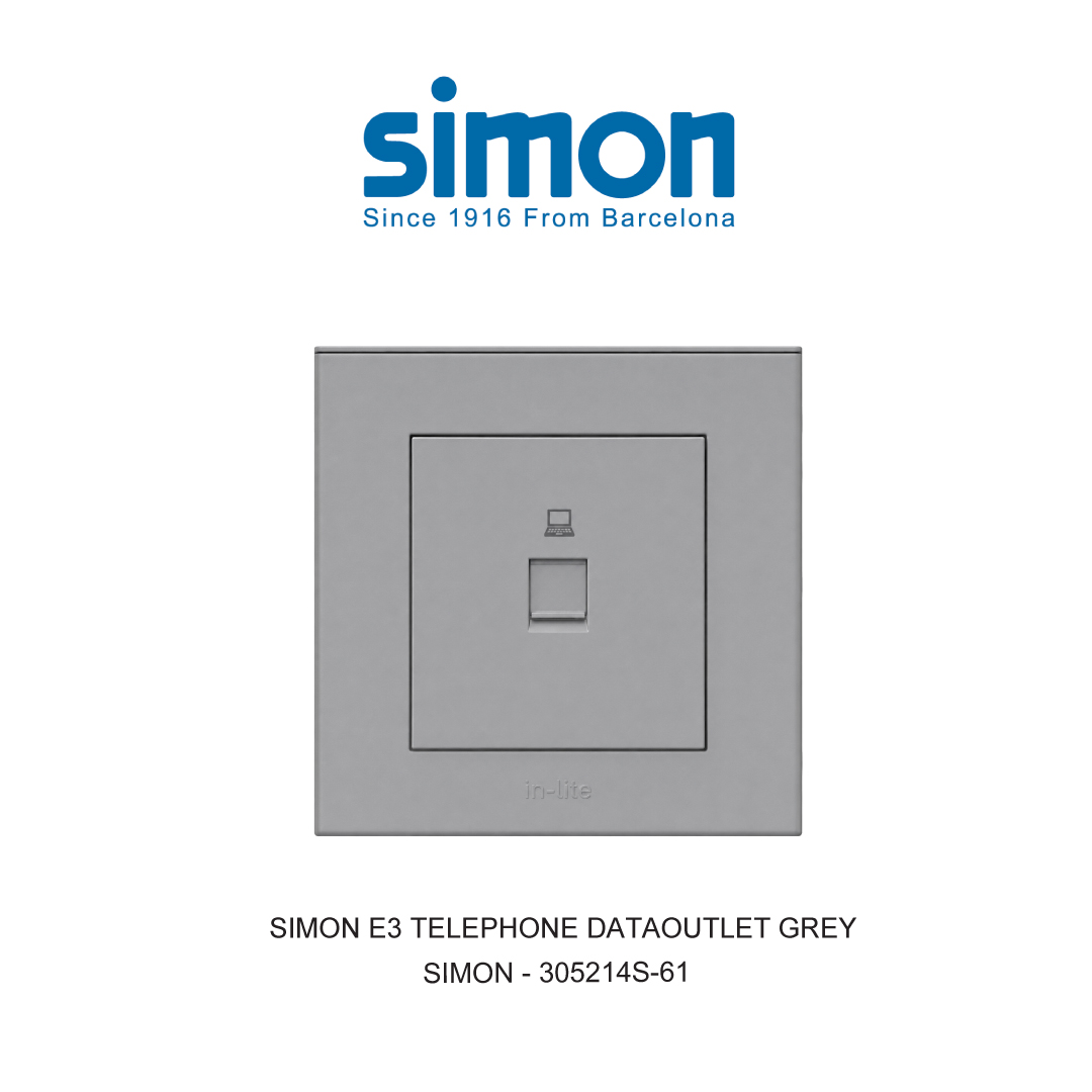 SIMON E3 TELEPHONE DATAOUTLET GREY