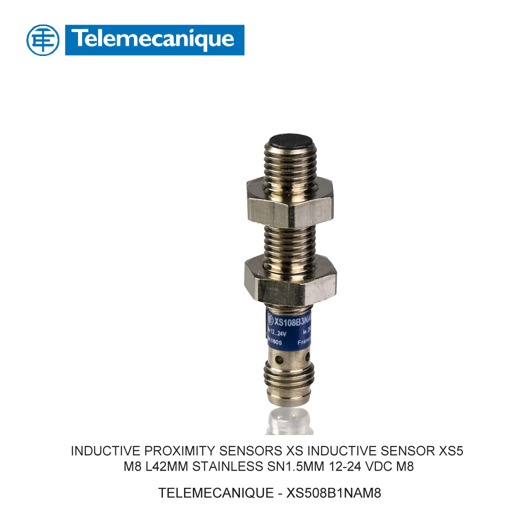 INDUCTIVE PROXIMITY SENSORS XS INDUCTIVE SENSOR XS5 M8 L42MM STAINLESS SN1.5MM 12-24 VDC M8