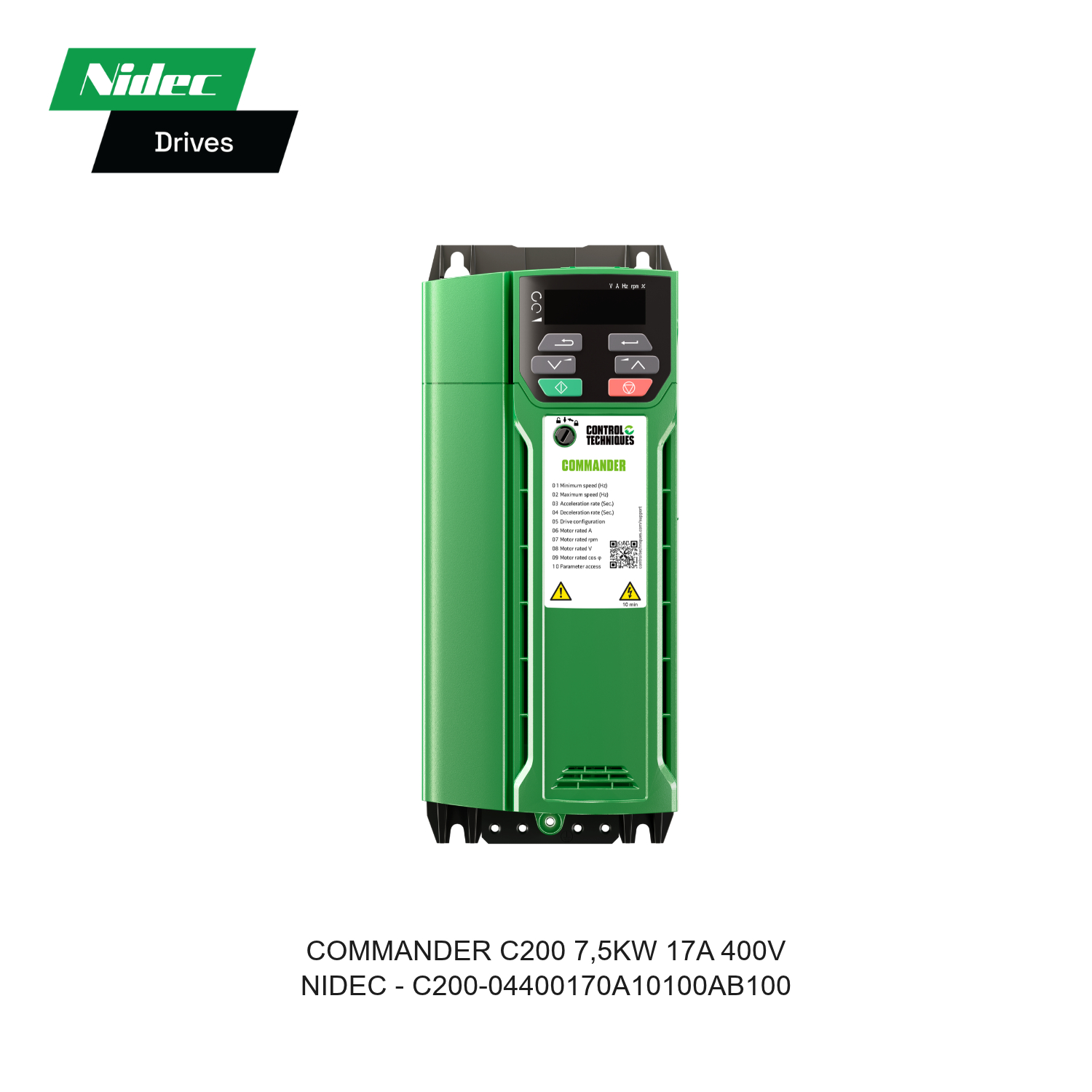 INVERTER COMMANDER C200 7,5KW 17A 400V C200-04400170A10100AB100 NIDEC CONTROL TECHNIQUES