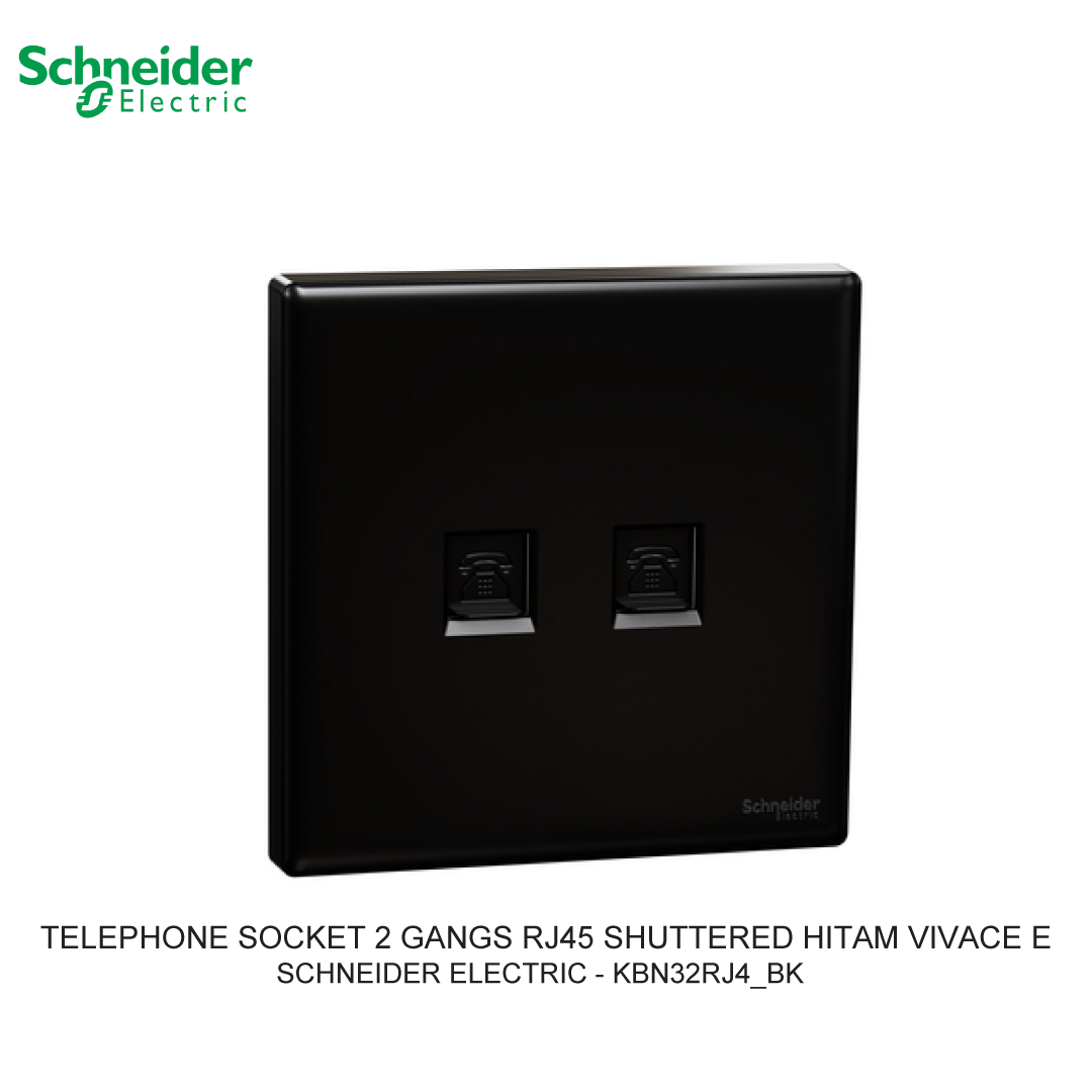 TELEPHONE SOCKET 2 GANGS RJ45 SHUTTERED HITAM VIVACE E