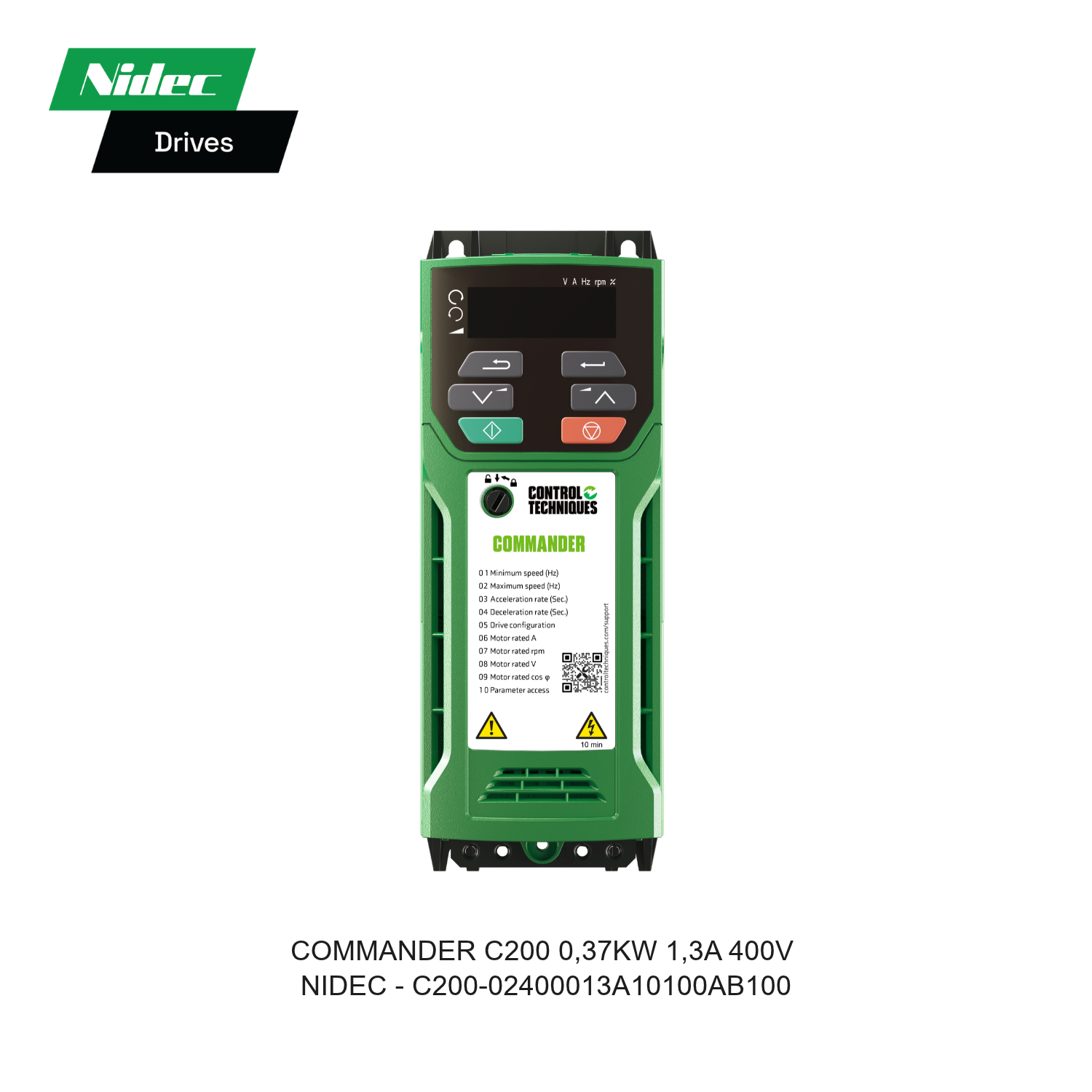 INVERTER COMMANDER C200 0,37KW 1,3A 400V C200-02400013A10100AB100 NIDEC CONTROL TECHNIQUES