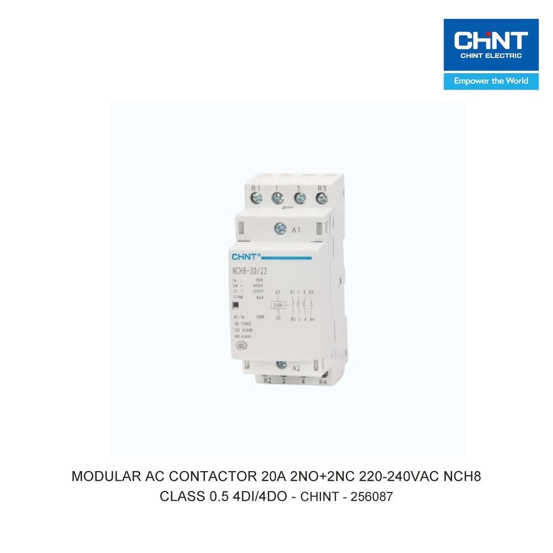 MODULAR AC CONTACTOR 20A 2NO+2NC 220-240VAC NCH8