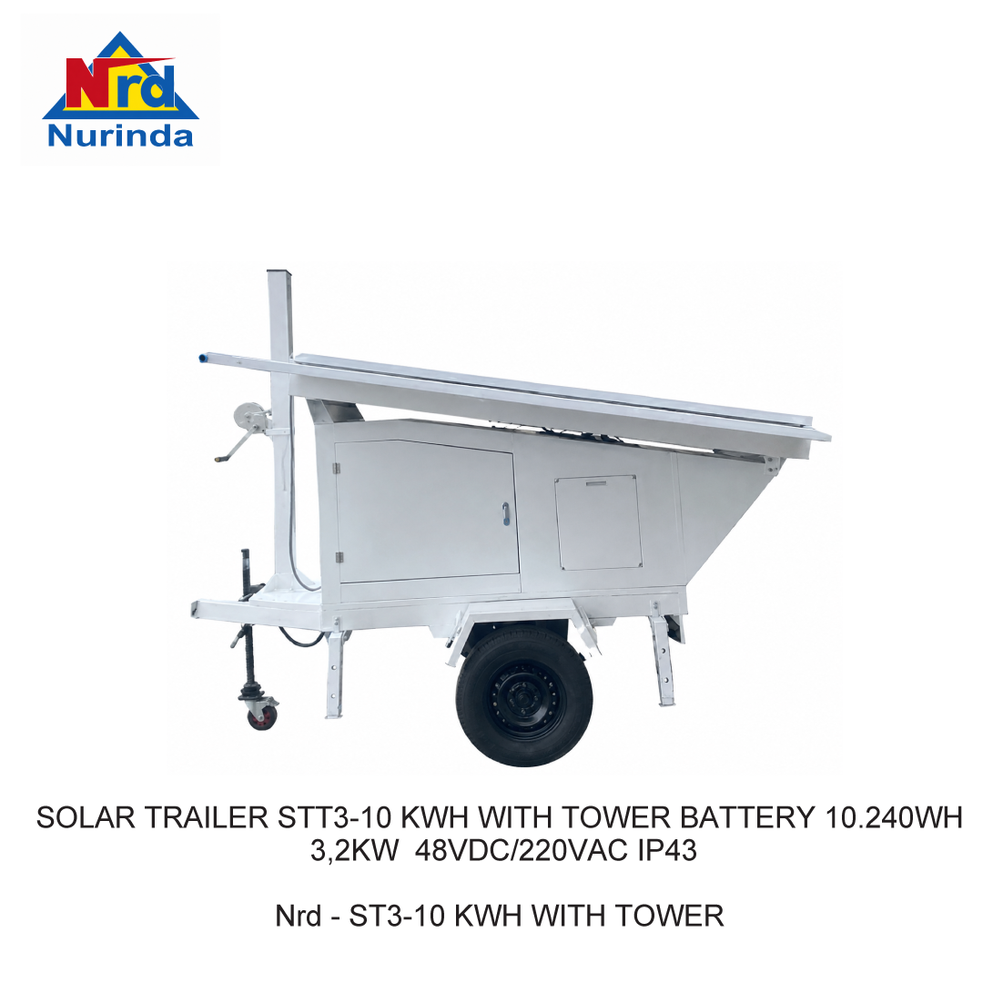 SOLAR TRAILER STT3-10 KWH WITH TOWER BATTERY 10.240WH 3,2KW 48VDC/220VAC IP43