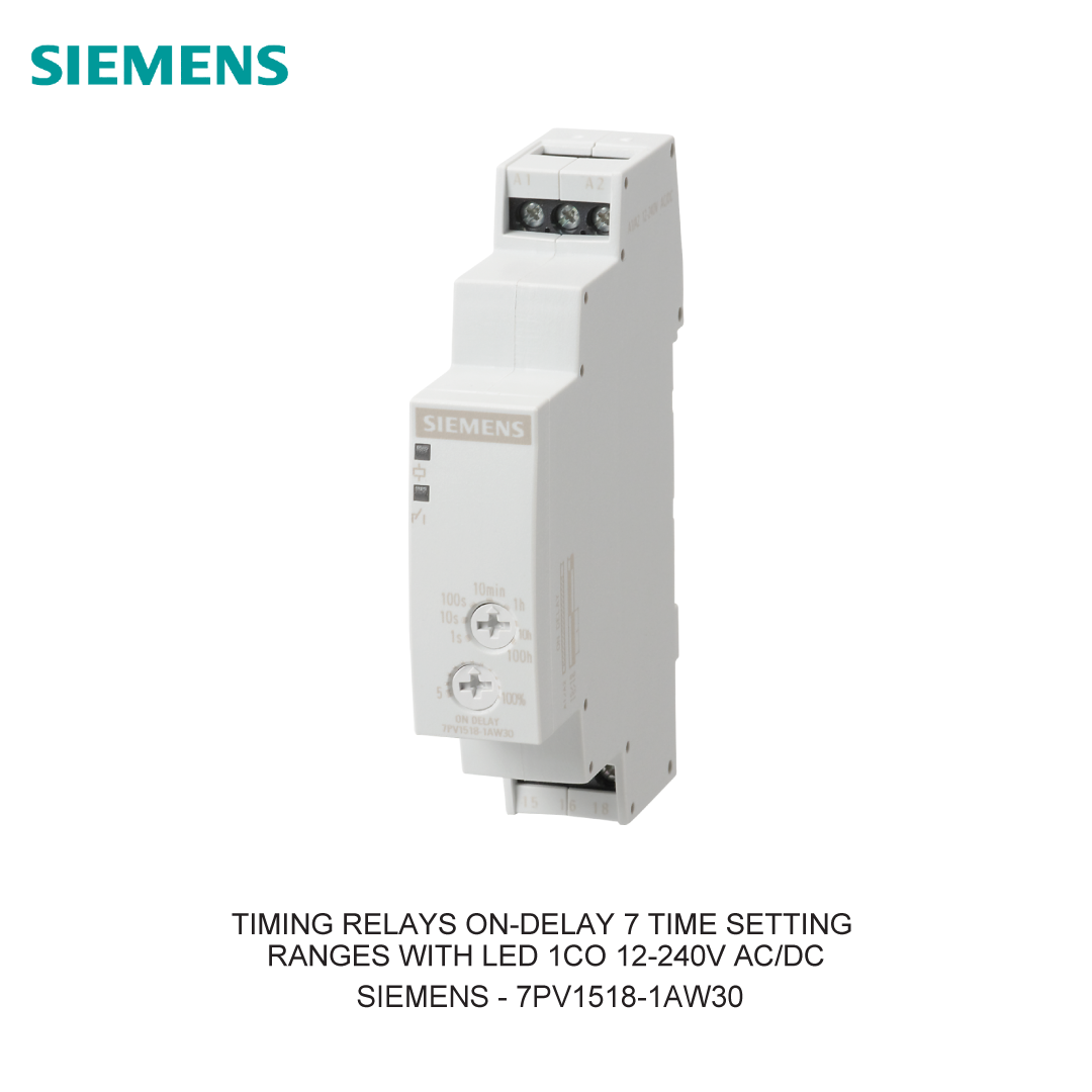 TIMING RELAYS ON-DELAY 7 TIME SETTING RANGES WITH LED 1CO 12-240V AC/DC