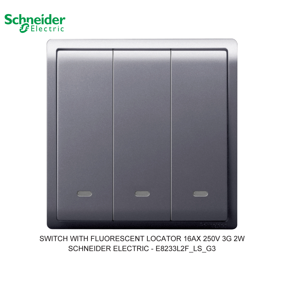 SWITCH WITH FLUORESCENT LOCATOR 16AX 250V 3G 2W
