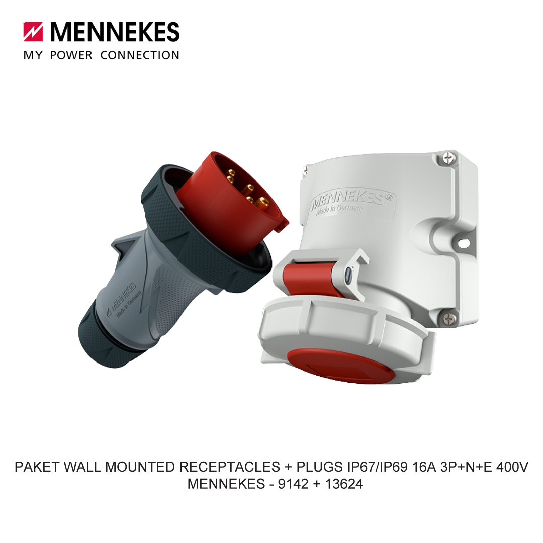 PAKET WALL MOUNTED RECEPTACLES + PLUGS IP67/IP69 16A 3P+N+E 400V