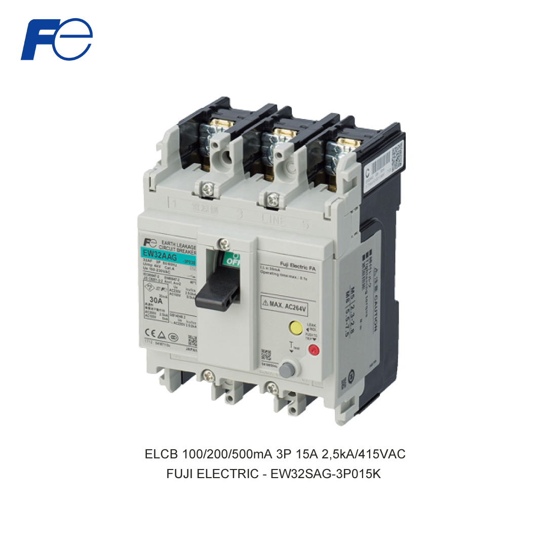 ELCB 100/200/500mA 3P 15A 2,5kA/415VAC