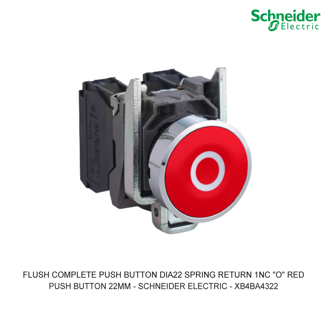 FLUSH COMPLETE PUSH BUTTON DIA22 SPRING RETURN 1NC "O" RED