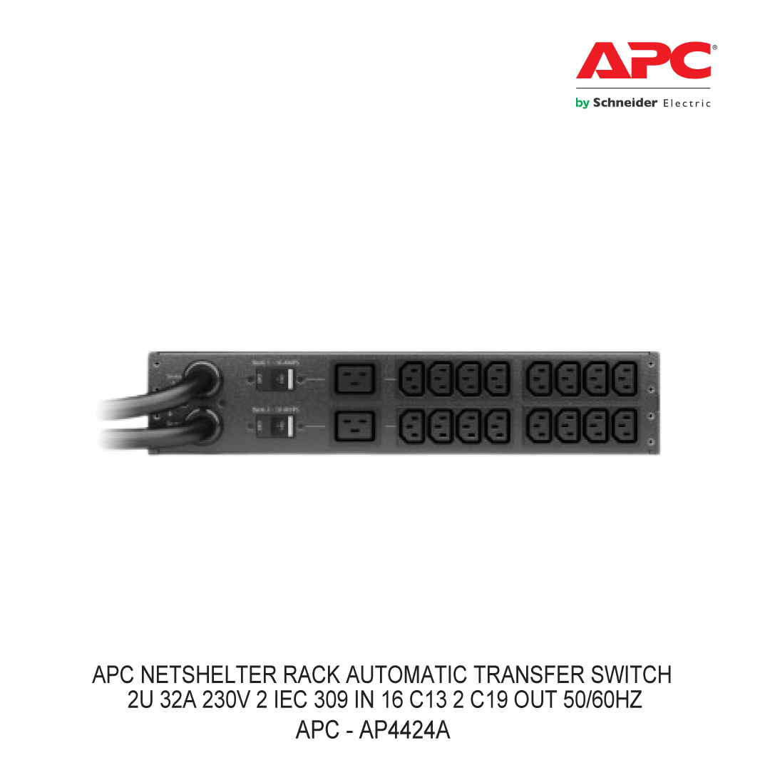 APC NETSHELTER RACK AUTOMATIC TRANSFER SWITCH 2U 32A 230V 2 IEC 309 IN 16 C13 2 C19 OUT 50/60HZ