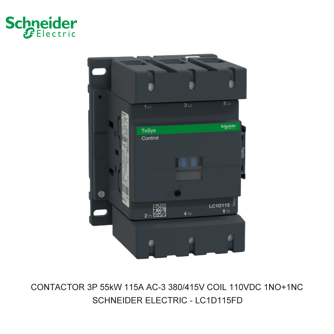CONTACTOR 3P 55kW 115A AC-3 380/415V COIL 110VDC 1NO+1NC