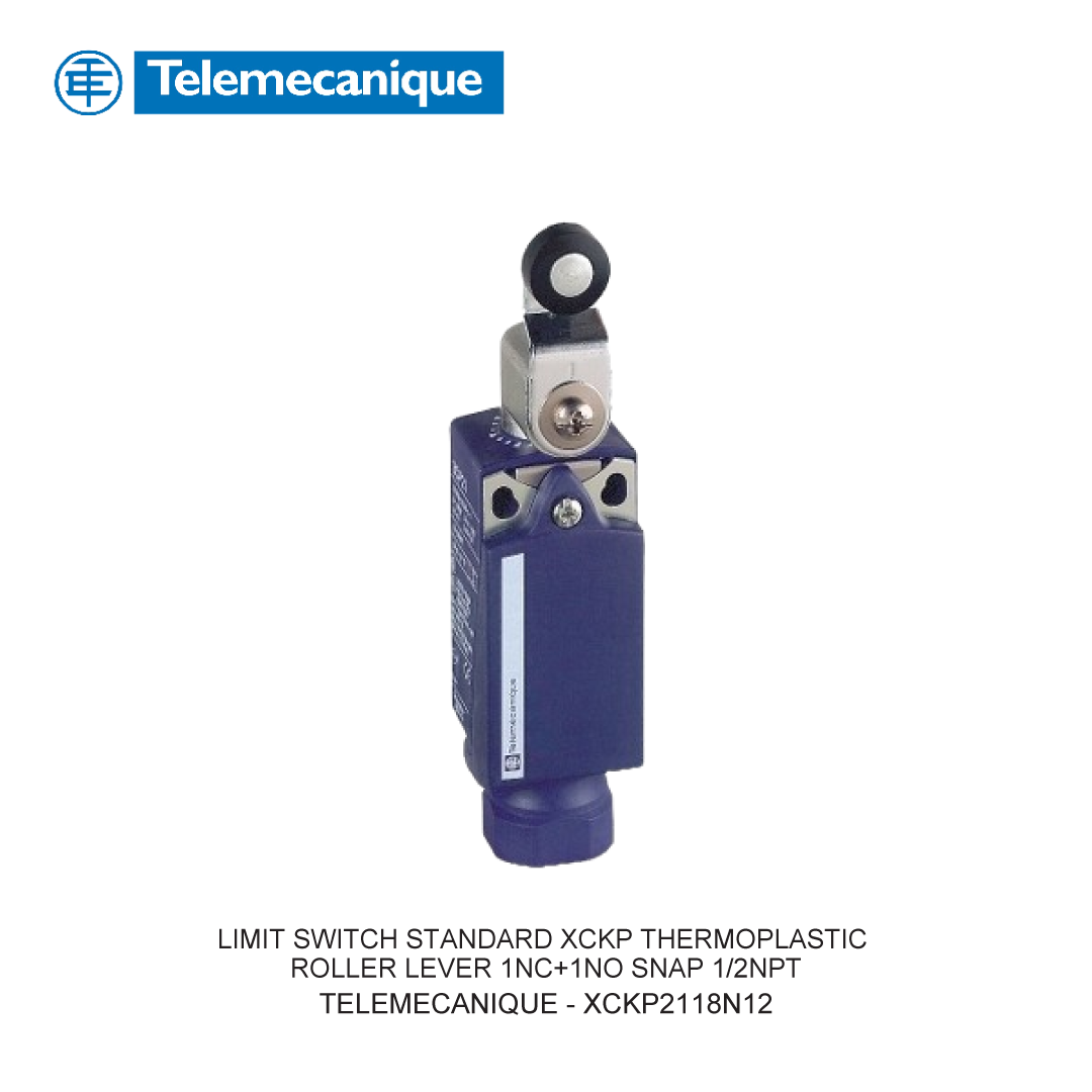 LIMIT SWITCH STANDARD XCKP THERMOPLASTIC ROLLER LEVER 1NC+1NO SNAP 1/2NPT