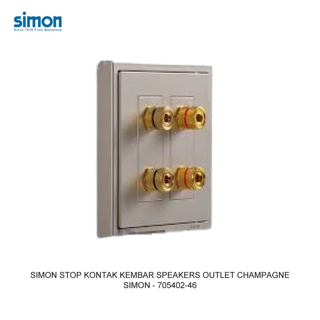 SIMON i7 STOP KONTAK KEMBAR SPEAKERS OUTLET CHAMPAGNE