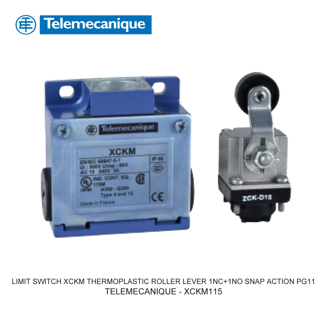 LIMIT SWITCH XCKM THERMOPLASTIC ROLLER LEVER 1NC+1NO SNAP ACTION PG11