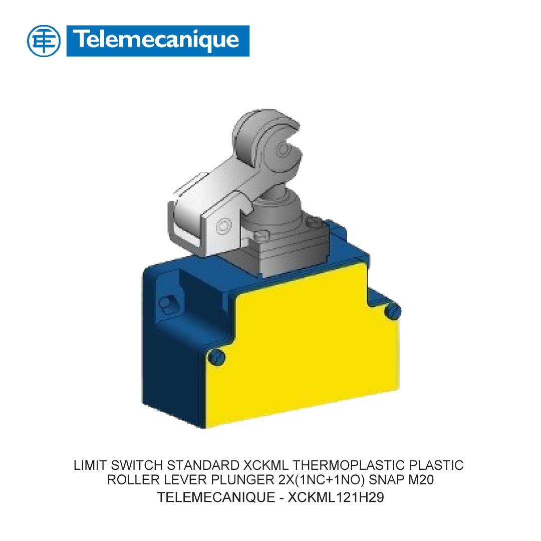 LIMIT SWITCH STANDARD XCKML THERMOPLASTIC PLASTIC ROLLER LEVER PLUNGER 2X(1NC+1NO) SNAP M20