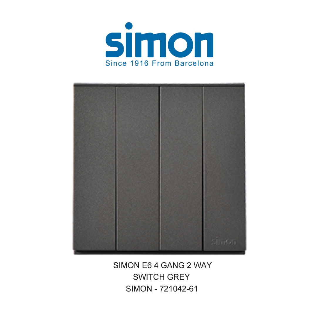 SIMON E6 4 GANG 2 WAY SWITCH GREY