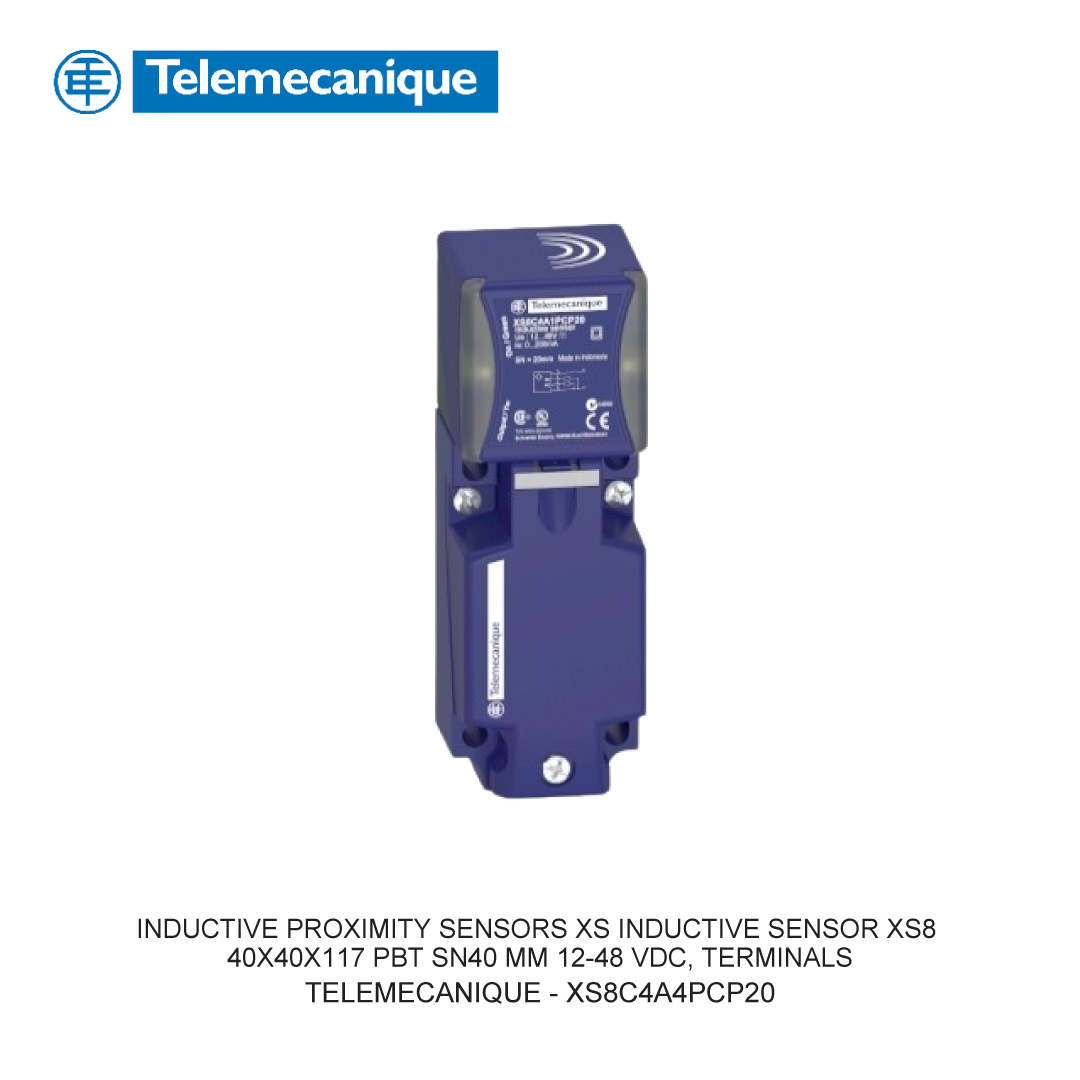 INDUCTIVE PROXIMITY SENSORS XS INDUCTIVE SENSOR XS8 40X40X117 PBT SN40 MM 12-48 VDC, TERMINALS