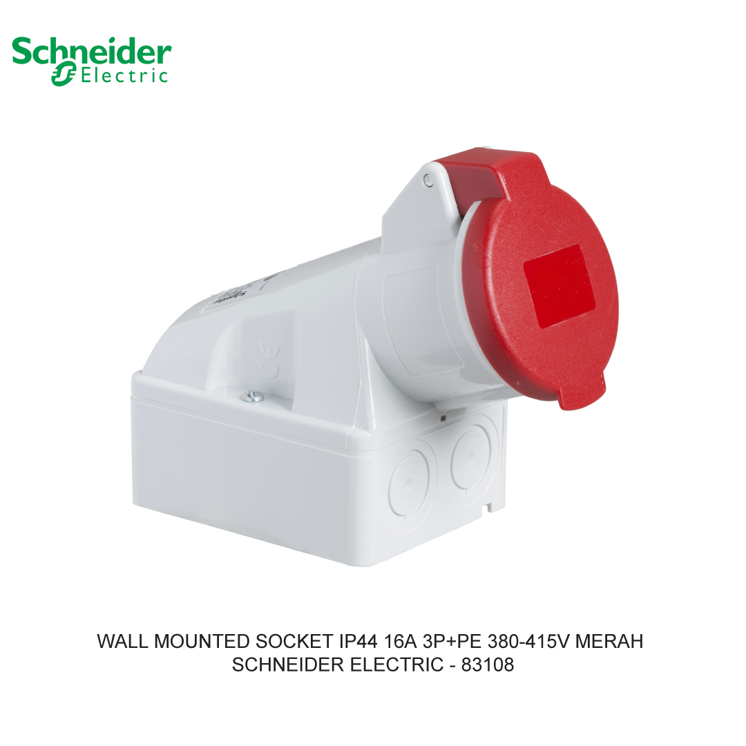WALL MOUNTED SOCKET IP44 16A 3P+PE 380-415V MERAH